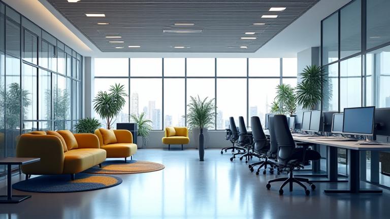 기상학원 현대적인 오피스 내부 전경